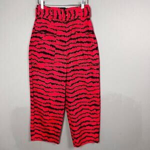 Whistles pants size 2 barrel Red Milla Animal print Cargo Limited Edition mobwfe